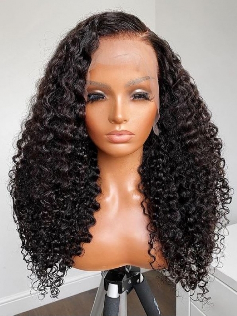 NEW NO DIY - REAL INVISIBLE HD LACE - DEEP CURLY HUMAN HAIR SIDE PART LACE FRONT WIG-HD903 NEW NO DIY - REAL INVISIBLE HD LACE - DEEP CURLY HUMAN HAIR SIDE PART LACE FRONT WIG-HD903