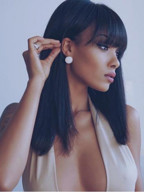 Indian virgin 6 inches deep parting preplucked human hair lace front wig with bangs Indian virgin 6 inches deep parting preplucked human hair lace front wig with bangs
