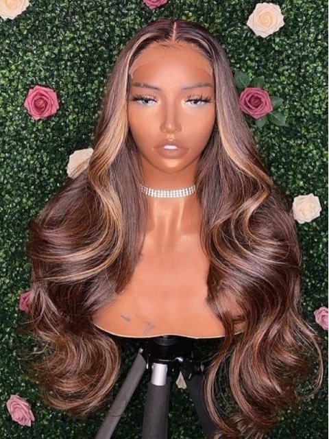 NEW DAY NEW COLOR-Gorgeous Chocolate Highlight Lace Closure Human Hair With Wand Curls-CC008 NEW DAY NEW COLOR-Gorgeous Chocolate Highlight Lace Closure Human Hair With Wand Curls-CC008