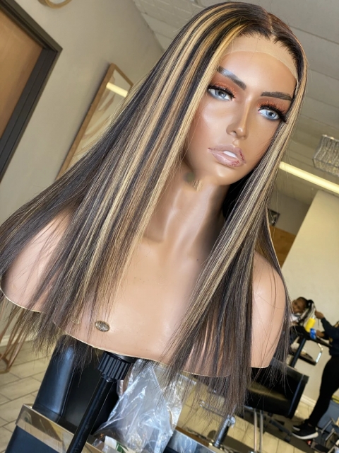 NEW DAY NEW COLOR-Silky Straight Golden Highlight Human Hair Wig-CC015 NEW DAY NEW COLOR-Silky Straight Golden Highlight Human Hair Wig-CC015
