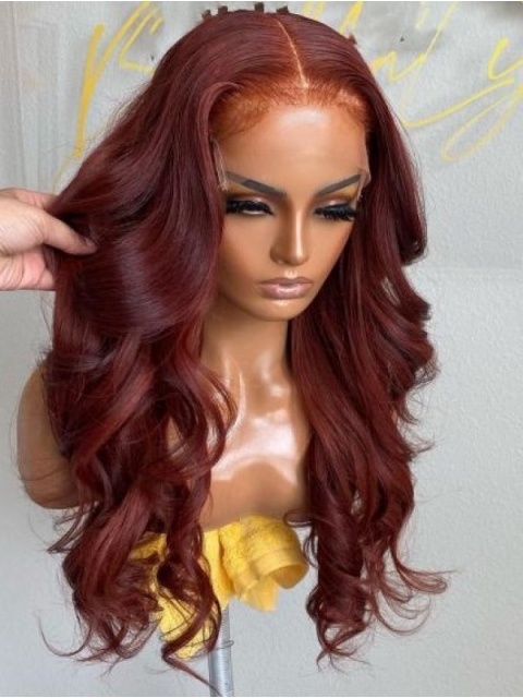 NEW DAY NEW COLOR-New Red Wine Ombre Human Hair Wig With Wand Curls-CC019 NEW DAY NEW COLOR-New Red Wine Ombre Human Hair Wig With Wand Curls-CC019
