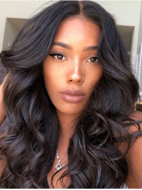 Indian virgin free part preplucked full lace human hair body wave wavy wig Indian virgin free part preplucked full lace human hair body wave wavy wig