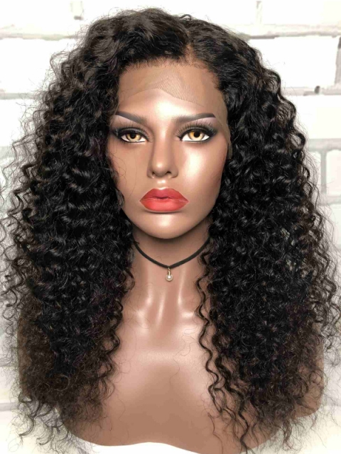 Indian virgin 6 inches deep parting preplucked human hair lace front curly wig Indian virgin 6 inches deep parting preplucked human hair lace front curly wig