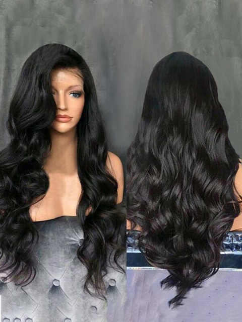 Indian virgin 6 inches deep parting preplucked human hair lace front wave wig Indian virgin 6 inches deep parting preplucked human hair lace front wave wig