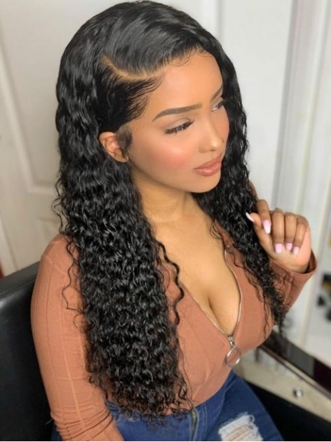 Black Friday Sale-Invisible HD skin melt swiss lace 6 inches deep parting human hair lace front curly wig Black Friday Sale-Invisible HD skin melt swiss lace 6 inches deep parting human hair lace front curly wig
