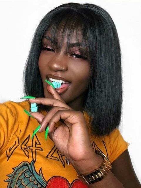 Easy affordable 10 inches human hair wig with bang Easy affordable 10 inches human hair wig with bang