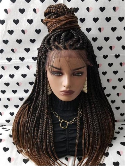 Full Lace Mixed Long Color Box Braid wig-BBW003 Full Lace Mixed Long Color Box Braid wig-BBW003