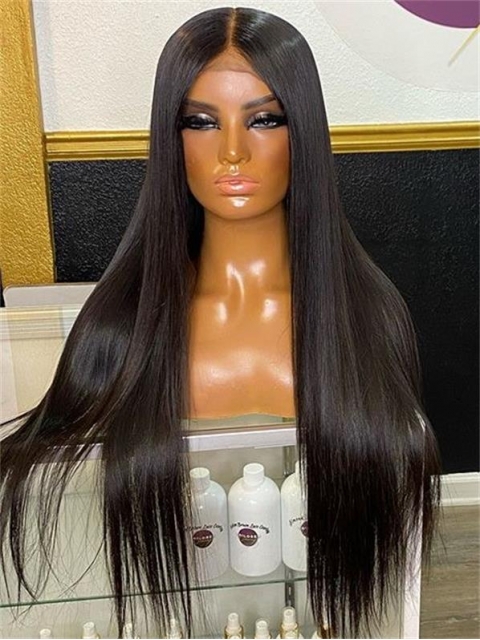 Invisible HD skin melt swiss lace 6 inches deep parting straight human hair lace front wig- SWL114 Invisible HD skin melt swiss lace 6 inches deep parting straight human hair lace front wig- SWL114