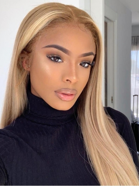 Pina Colada-New gorgeous 13*5 T-part lace frontal straight hightlight golden wig-CCW009 Pina Colada-New gorgeous 13*5 T-part lace frontal straight hightlight golden wig-CCW009