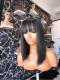 CLEARANCE SALE-16 INCHES 150% DENSITY NATURAL BLACK GLUELESS STRAIGHT HUMAN HAIR WIG WITH BANG-FREE PARTING FULL LACE WIG-CS010
