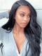 HUMAN VIRGIN HAIR BLACK WAVE PRE PLUCKED LACE FRONT WIG-LFB701