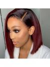 Dark Wine Ombre Human Hair Bob Wig With Dark Roots-4*4 lace closure wig-CC020