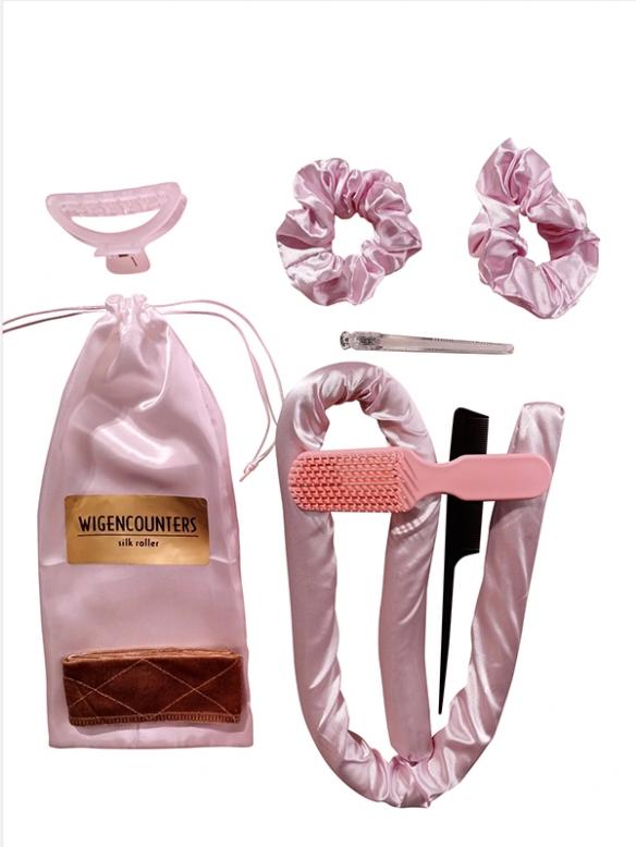pink heatless silk roller kit