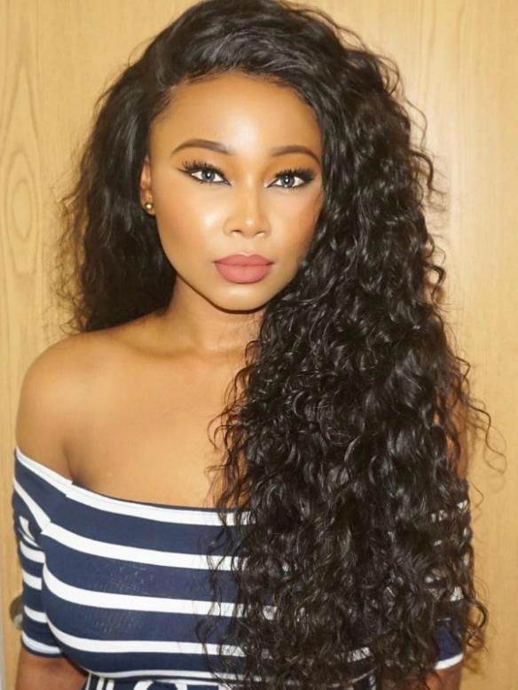Preplucked Indian virgin 360 lace frontal human hair curly wig -WE064