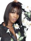 Rihanna inspired indian remy lace front wig with bang - LFB006