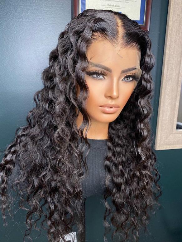 NEW BRAZILIAN VIRGIN WAVY HUMAN HAIR LACE FRONT WIG-WLF286