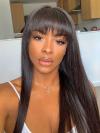 Long Straight Natural Color Lace Frontal Wig with Bangs-LFB870