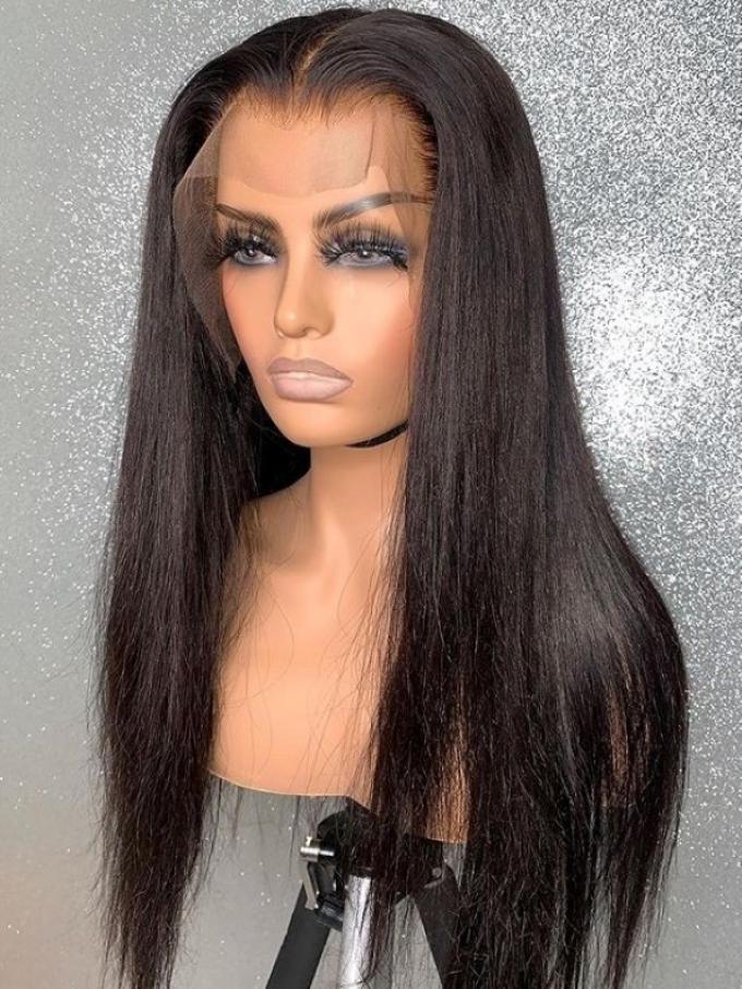 New Indian remy long straight 13*4 three-way- parting lace front human hair wig-LW188
