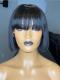 Straight Bob Human Hair Lace Frontal Wig with Bangs-LW153