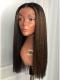 NEW Brown Highlight Kinky Straight Human Hair Lace Wig-CL006