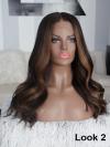 NEW Brown Highlight Straight Human Hair Lace Wigs-CL005