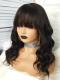 18 inches indian remy wavy 6' parting space lace front human hair wig with bangs - WE018