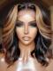 NEW DAY NEW COLOR-Short Golden Highlight Human Hair Wig With Wand Curls-CC016