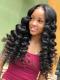 Indian virgin free part preplucked human hair full lace deep tight waves wavy wig-FL028