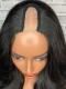 Bomb straight u part human hair wigs with wand curls-UP685