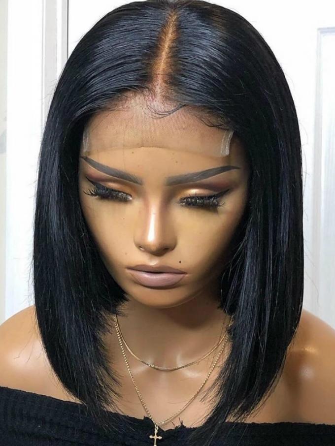 Easy affordable 12 inch middle part human hair wig