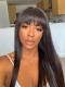 Preplucked Indian virgin 360 lace frontal human hair straight wig with bangs -WE099
