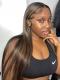 Custom Color-Gorgeous Brown Highlight Lace Closure Silky Straight Human Hair-CC004