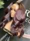 Custom Color-Bombshell Red Wine Ombre Human Hair Wig With Wand Curls-CC002