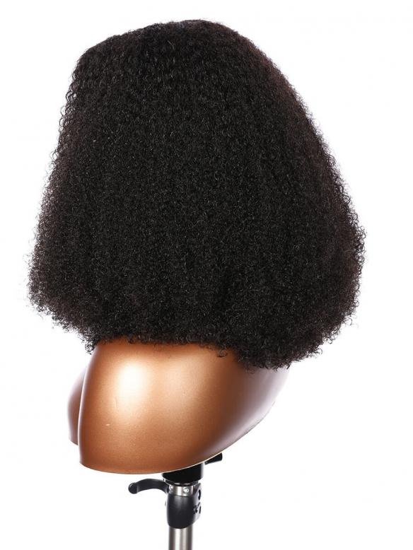 MINA-BEGINNERS’WIG COLLECTION-10-MIN LACE WIG-BLACK KINKY CURLY-LACE CLOSURE WIG