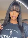 NO NEED TO HIDE LACE- MOST REALISTIC BEGINNER FRIENDLY LACE CLOSURE SILKY STRAIGHT HUMAN HAIR WIG WITH BANGS-WE812