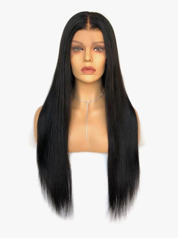 Invisible HD skin melt swiss lace deep parting straight human hair full lace wig