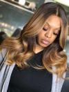 Natural Wavy Ash Blonde Omber Lace Front Wig-CL003