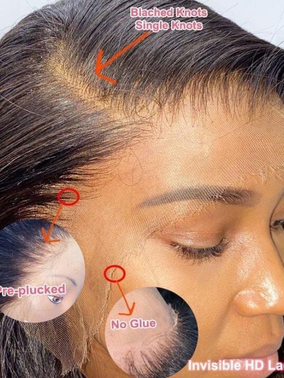 13*6 SUPER FINE INVISIBLE HD LACE-SILKY STRAIGHT HUMAN HAIR LACE FRONTAL WIG- HD915