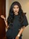 Indian virgin 6 inches deep parting preplucked KYLIE JENNER inspired long wavy lace front human hair wig -LFW011