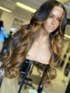 NEW DAY NEW COLOR-Gorgeous Brown Highlight Lace Closure Human Hair With Wand Curls-CC009