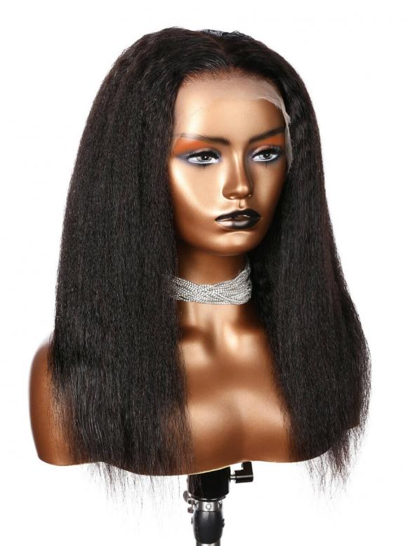 SOFIA-NATURAL BLACK KINKY STRAIGHT-LACE FRONTAL WIG