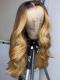 HAIRSTYLIST CUSTOM COLOR -NEW HOLIDAY SLAY HONEY BLOND OMBRE HUMAN HAIR LACE FRONT WIG-WLF303