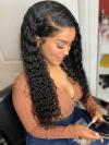 Indian virgin preplucked  full lace human hair curly wig-FL001