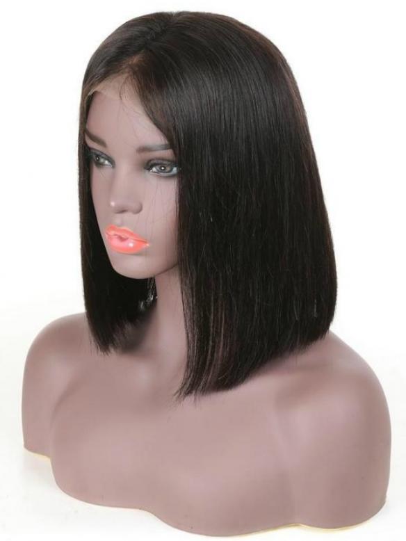 Indian remy human hair lace front sleek bob - LFB008