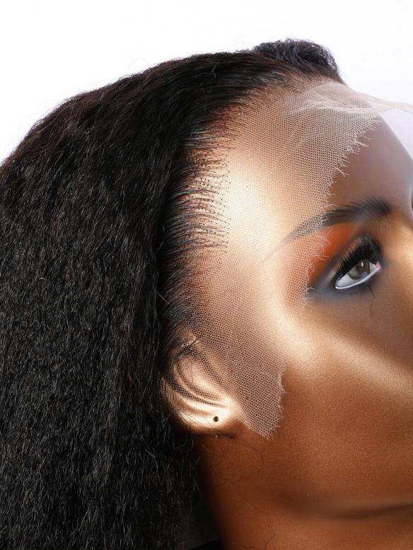 NORAH-NATURAL BLACK KINKY STRAIGHT-LAVE FRONTAL WIG