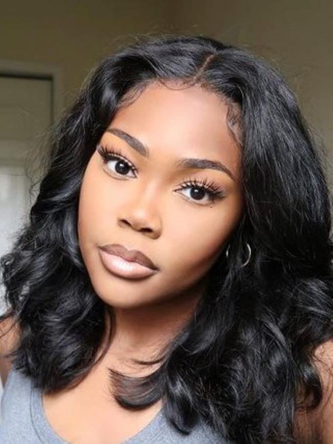 13*6 SUPER FINE INVISIBLE HD LACE-14INCHES HUMAN HAIR LACE FRONTAL WIG WITH WNAD CULRS- HD912