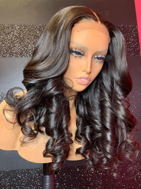 Human Hair Full Lace Wig Curly NEW BEGINNER FRIENDLY PRESTYLED STRAIGHT HUMAN HAIR WIG WITH WAND CURLS-4*4 LACE CLOSURE CAP-WE69