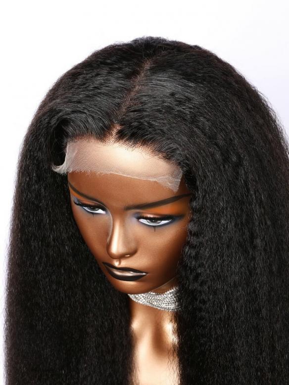 BELLA--BEGINNERS’WIG COLLECTION - 10-MIN LACE WIG-NATURAL BLACK KINKY STRAIGHT-LACE CLOSURE WIG