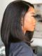 Asymmetrical 14 inches indian remy virgin yaki straight hair lace front wig - LFW086