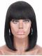 CLEARANCE SALE-12 INCHES 130% DENSITY NATURAL BLACK GLUELESS STRAIGHT HUMAN HAIR WIG WITH BANG-FREE PARTING FULL LACE WIG-CS008